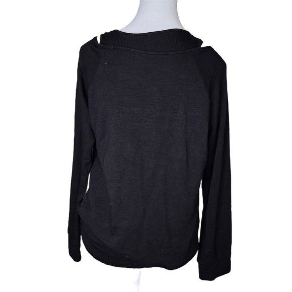 Monrow Black Asymmetrical Long Sleeve Blouse Size Large - Picture 2 of 5